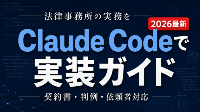 法律事務所×Claude Code 完全実装ガイド｜契約書ドラフト・判例リサーチ・依頼者対応の月100時間効率化【2026年最新】