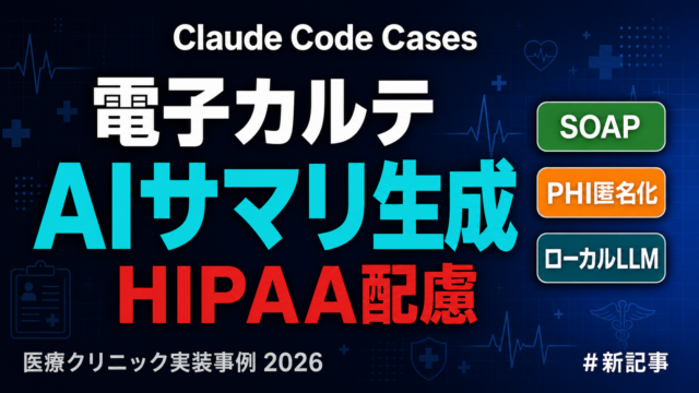 【医療】電子カルテのサマリ生成をClaude Codeで実装した事例｜HIPAA配慮の安全設計【2026】