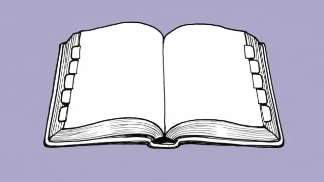 自動医療コーディング支援を表すタブ付き分類帳の手描きイラスト
